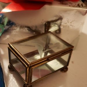 SOLD!  Glass Trinket Box with Etchings